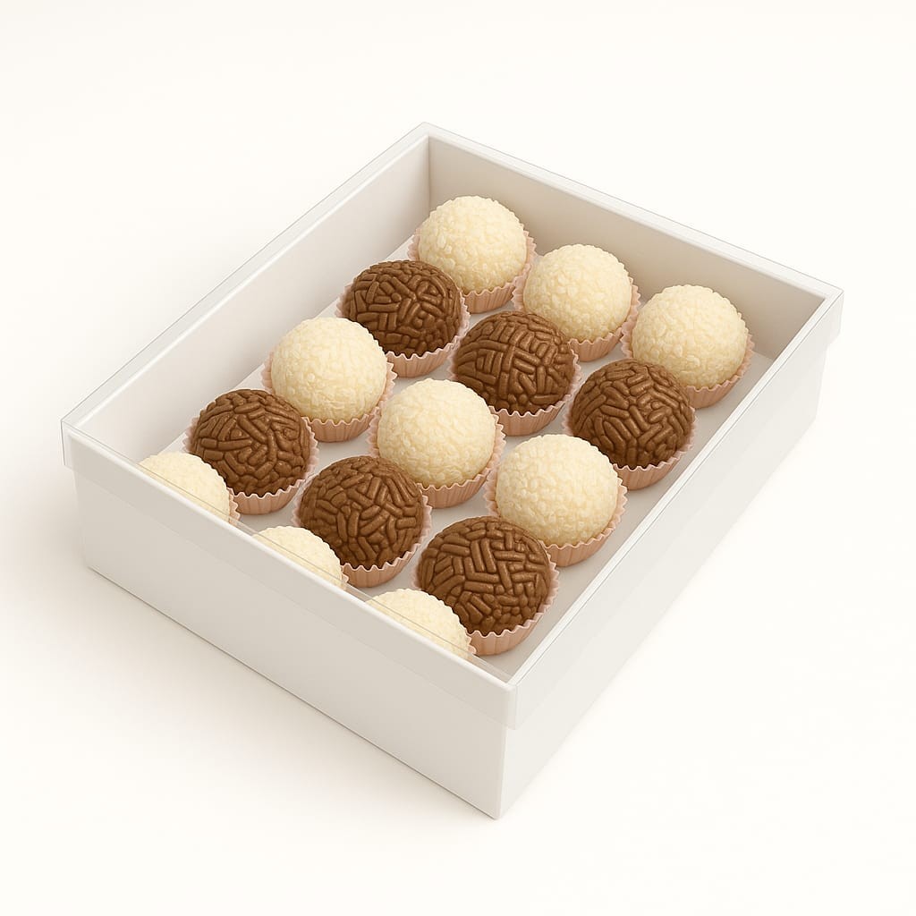 20 caixa pra 15 Brigadeiros com Berço - Kraft ou Branca - Caixa para Presente - Caixa para 15 Doces  - Caixa Kraft -