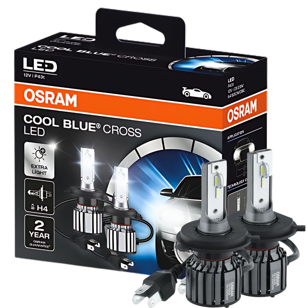 Lâmpada LED Osram H4 23W 12V Cool Blue Cross Par Luz Branca 6000K Farol Alto Baixo Super Branco
