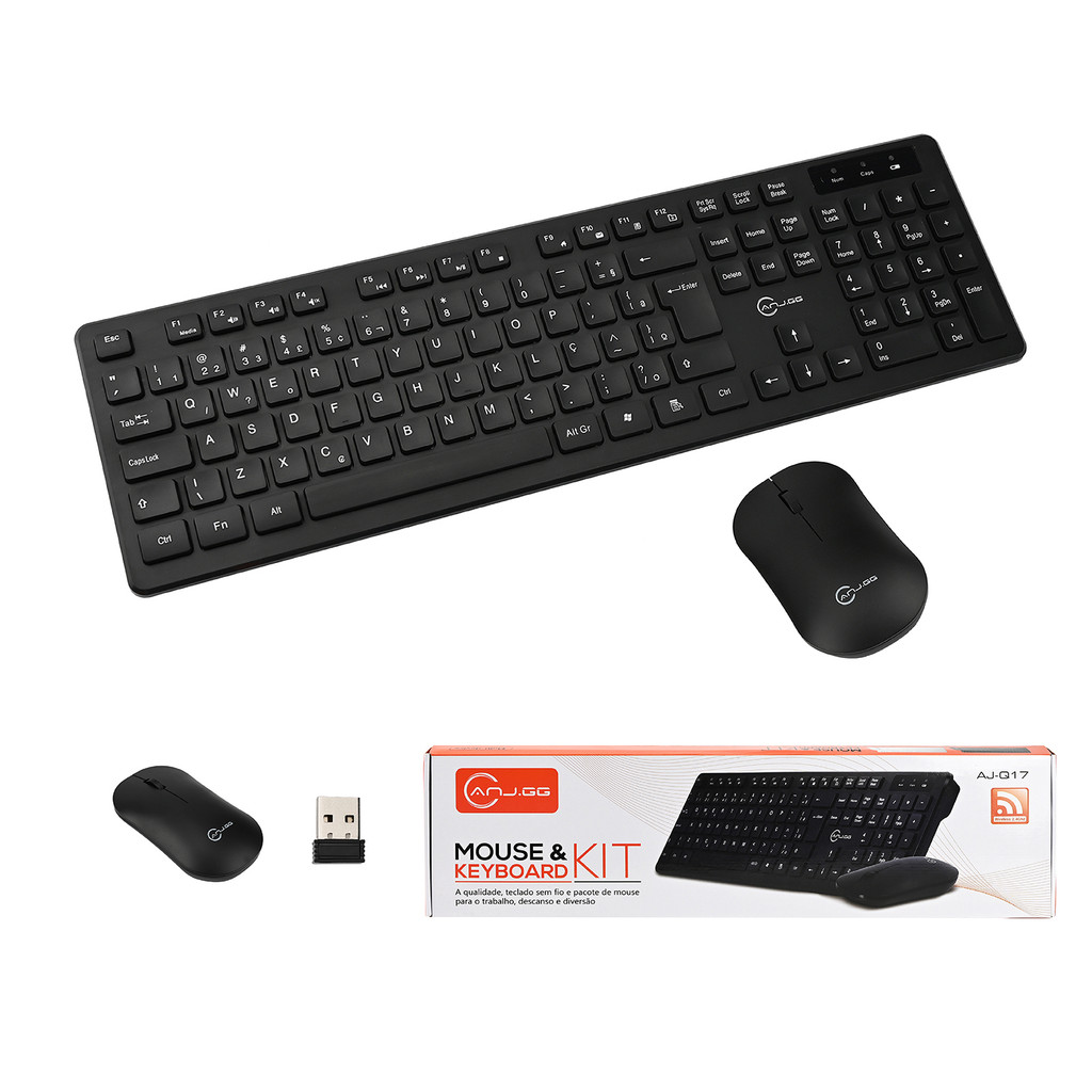 Kit Teclado + Mice Kit Teclado E Mouse Sem Fio Wireless 2.4ghz 3200dpi Óptico Anj.gg em Oferta na Shopee