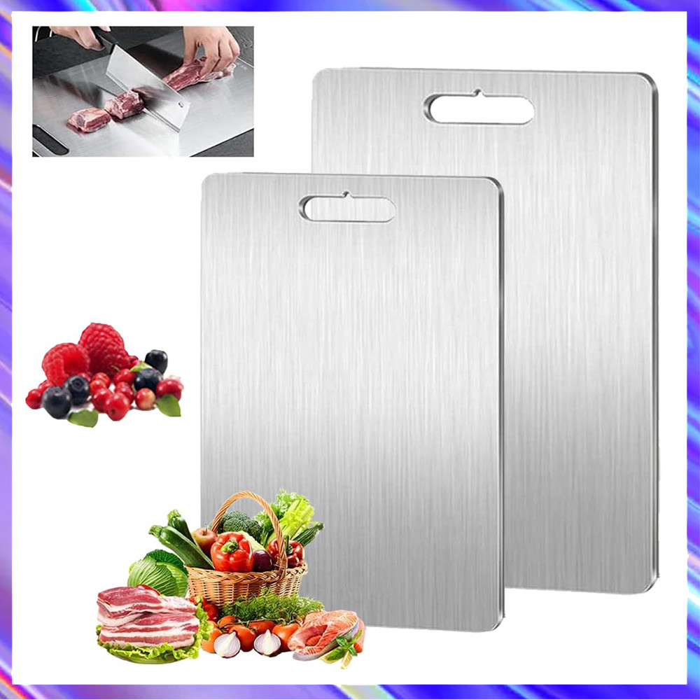 2 Peças Tábua de aço inoxidável, Tábua de para Cozinha, Tabua de Carne, Tabua de Cozinha, Tábua Inox de Cortar