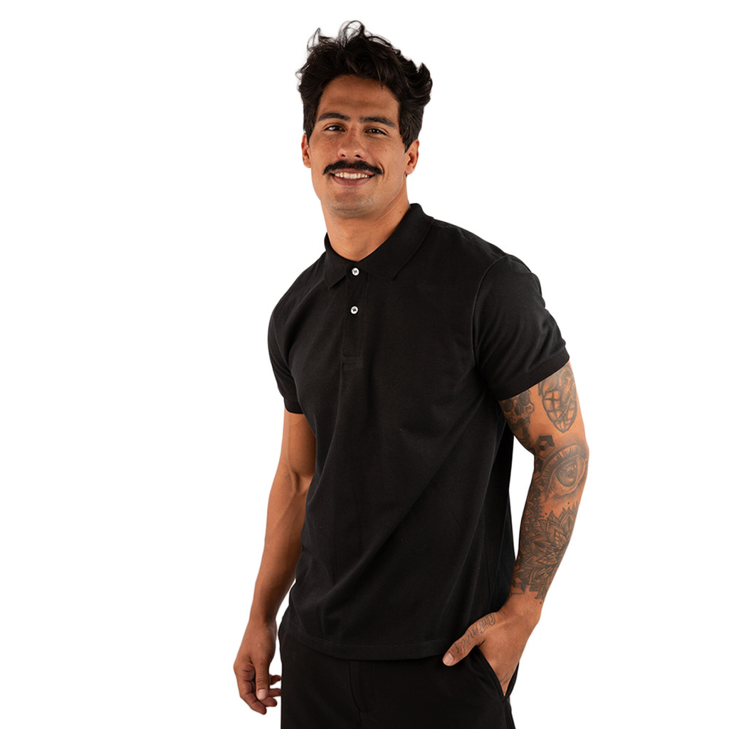 Camisa Polo Básica Lisa Piquet Duplo com Elastano Premium