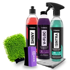 Kit Estética Lavagem Vonixx V-Floc + Shiny + Sintra e Aplicador Pretinho + Luva e Pano Microfibra