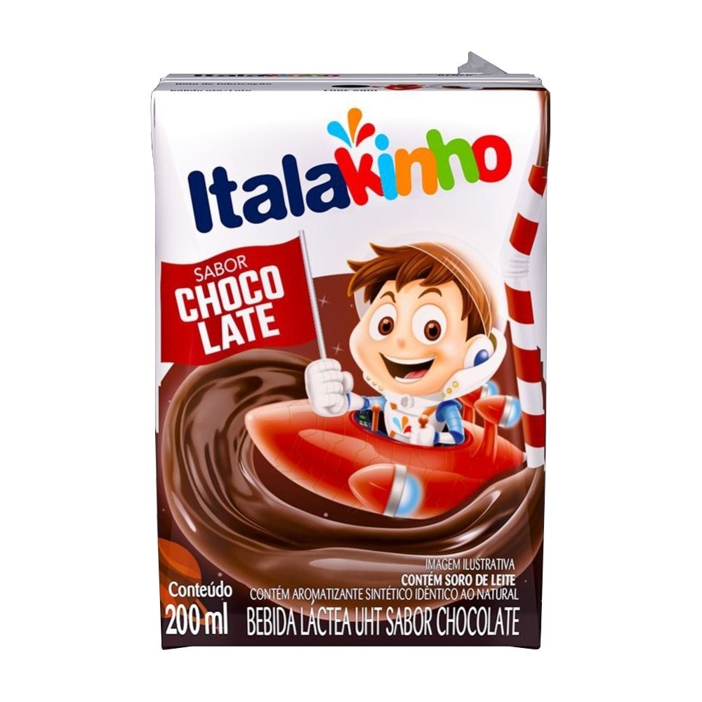 Bebida Láctea Italakinho UHT Chocolate 200ml Embalagem com 24 Unidades