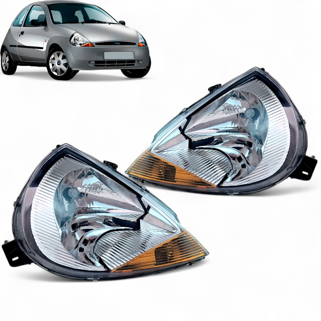 Farol Ford Ka Cromado 1997 1998 1999 2000 À 2007 Pisca Âmbar em Oferta na Shopee