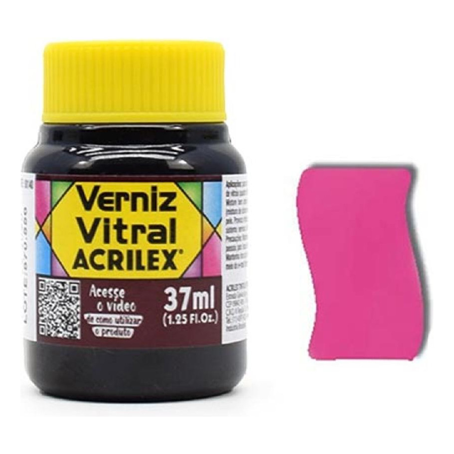Verniz Vitral Purpura 550 - Acrilex - 37ml Perfeito para Copos Garrafas Vasos e Outras Obras De Arte
