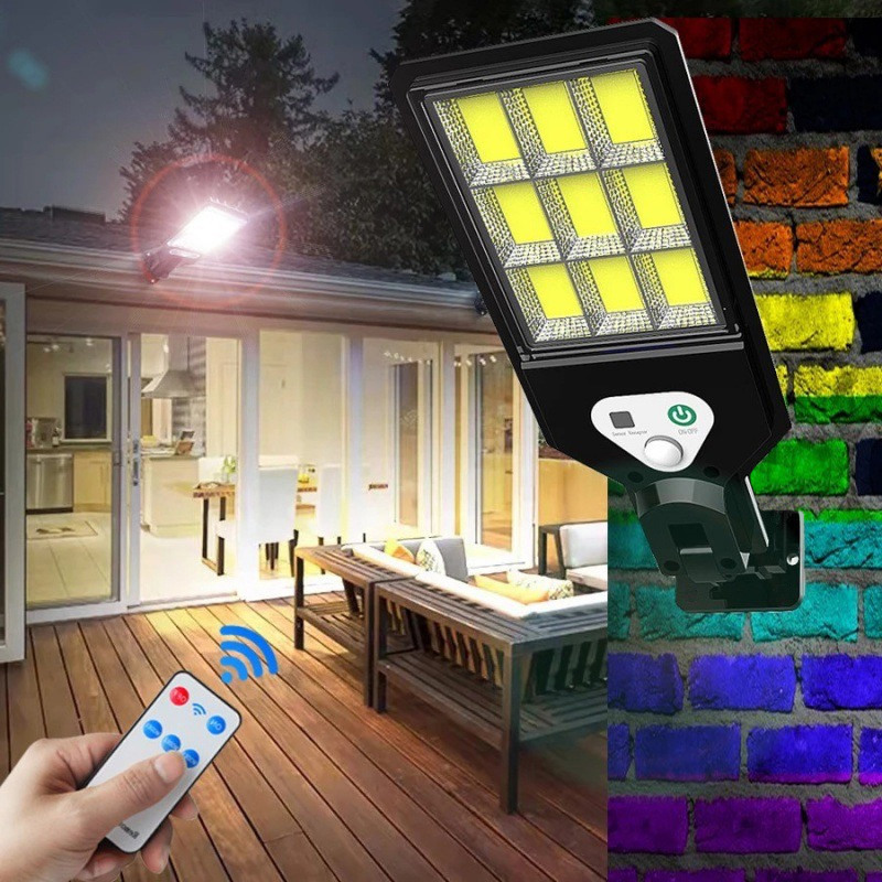 Luz Solar Luminária LED Para Iluminação Exterior Sensor De Movimento Controle Remoto De Jardim À Prova D'água Indução Automática Com 3 Modos