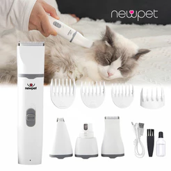 4 em 1 Conjunto de aparador de corte de cabelo para cães e gatos, moedor de unhas para cães recarregável usb
