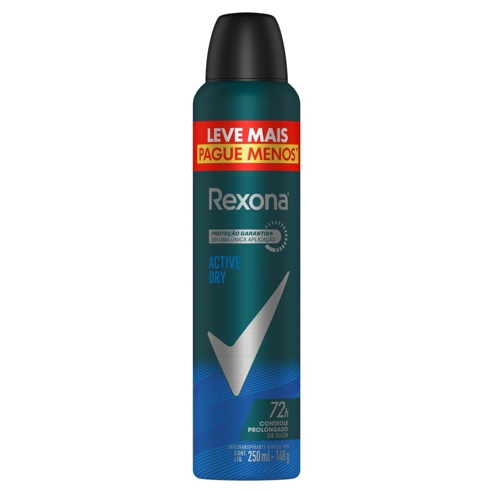 Desodorante Aerosol Rexona Men Active Dry 72H 250ml em Oferta na Shopee