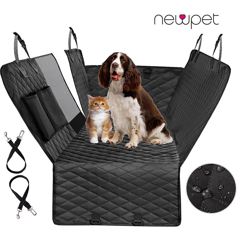 Dog Car Seat Cover 100% Waterproof Dog Seat Cover Com abas laterais Pet Seat Cover para Back Seat Preto Transportadora Hammock Convertible - Pets
