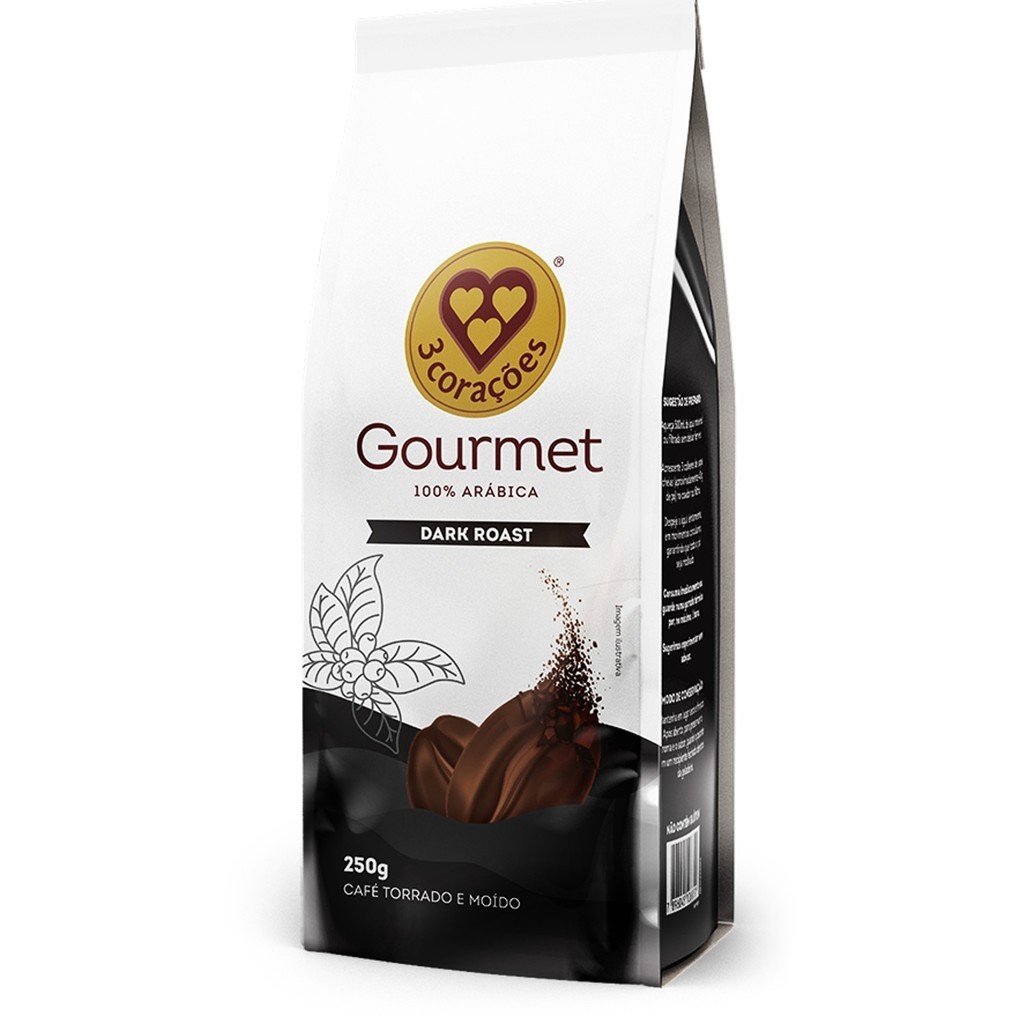 Café Torrado e Moído 3 CORAÇÕES Gourmet Dark 250g