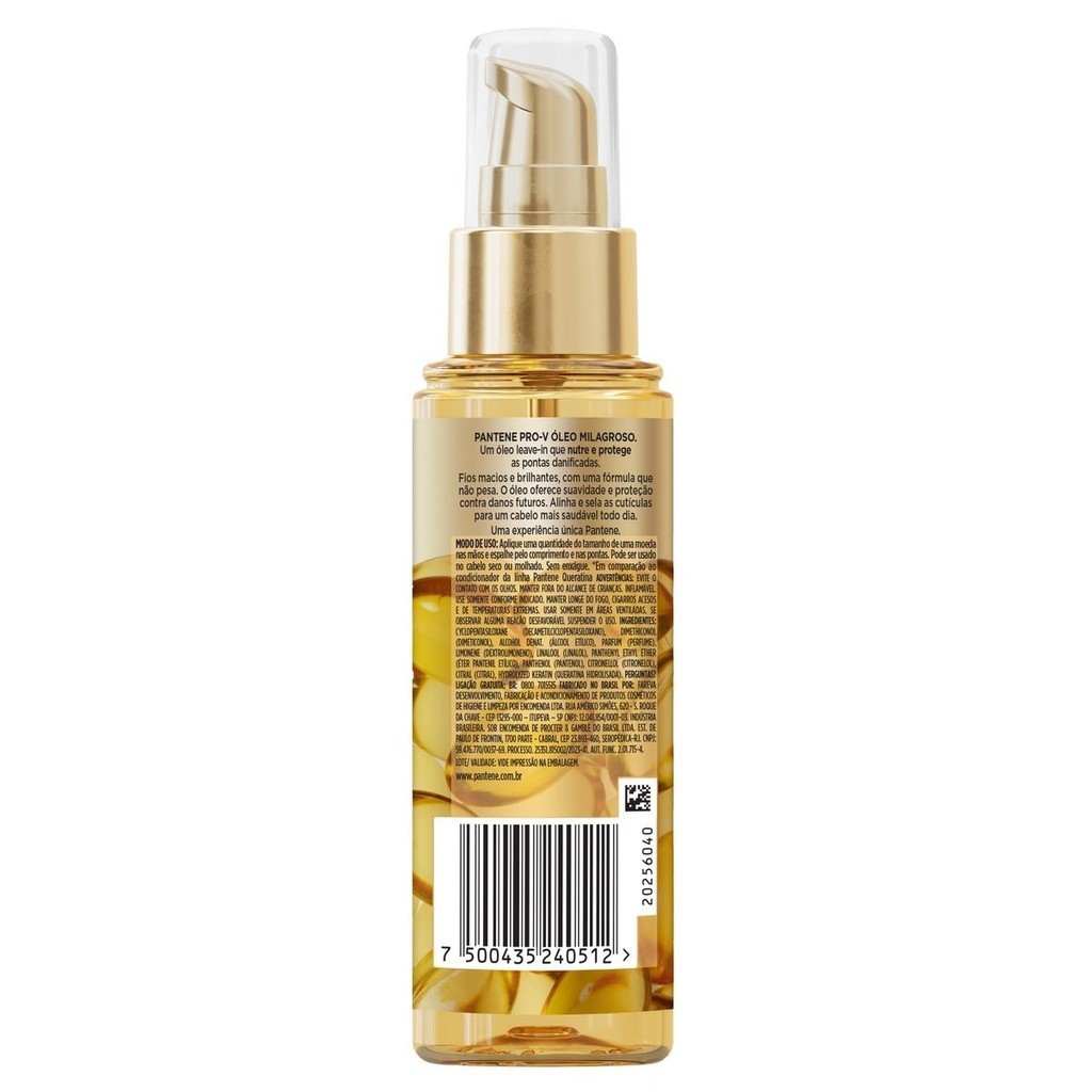 Detalhes do Kit 2 Óleos Pantene Queratina 95ml cada