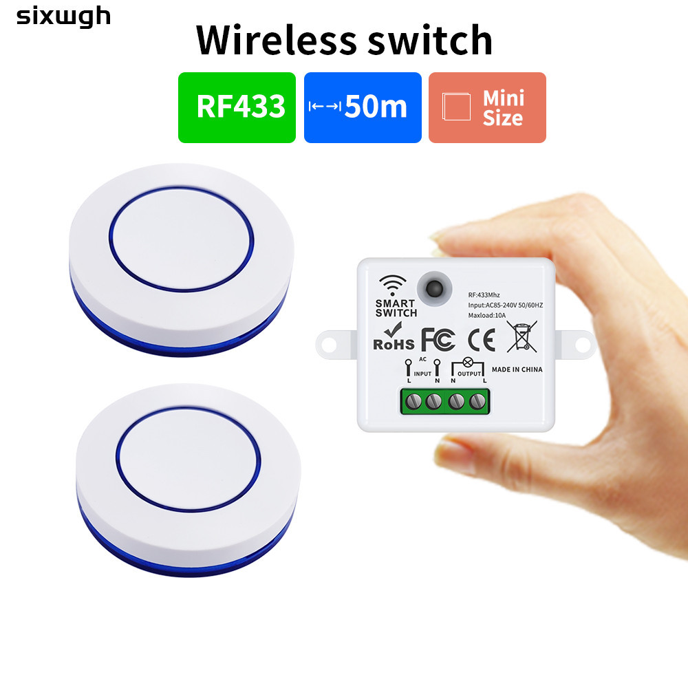 Interruptor De Botão Sem Fio RF 433MHz AC 85-240V 10A Módulo Receptor De Relé