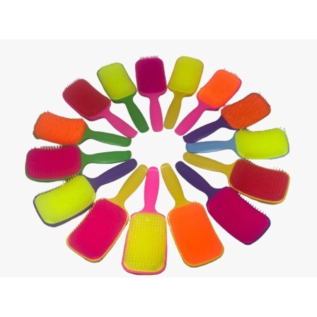 Escova De Cabelo Raquete Desembaraçadora Flex Hair Não Danifica Fios cor neon--GUI ANA em Oferta na Shopee