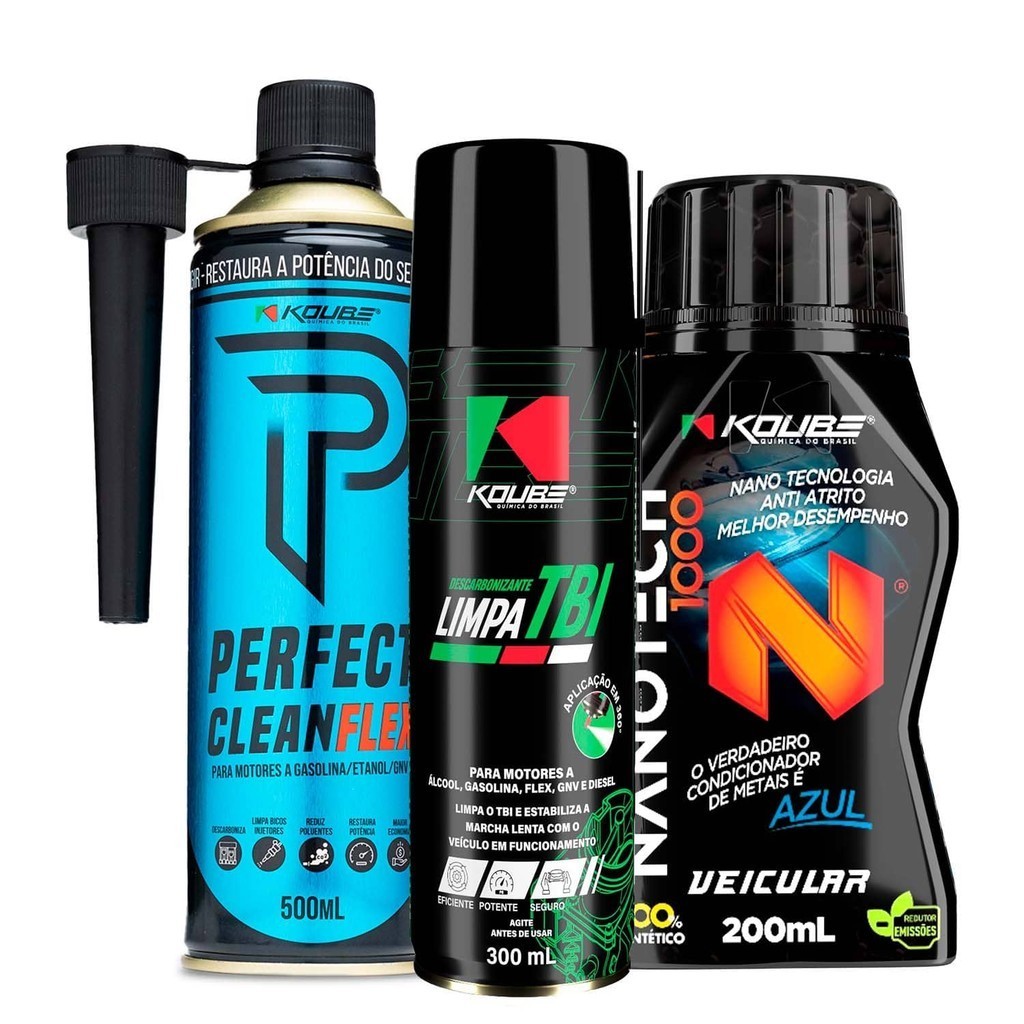 Kit limpeza motor Reduz atrito motor Melhora desempenho Aumenta vida útil Proteção componentes 3 Uni
