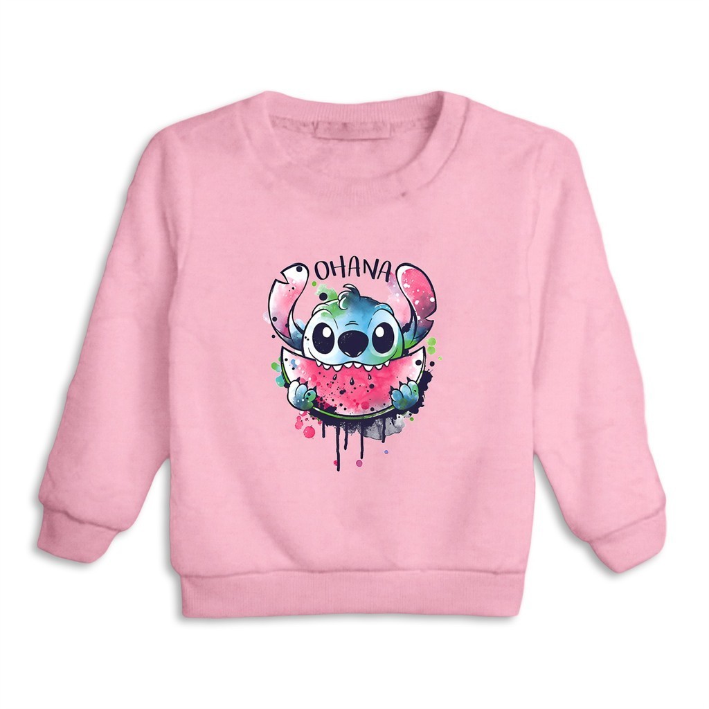 Moletom Infantil Suéter Careca Sti-tch Ohana Lilo Desenho Shopping Casual Gola Redonda Lançamento