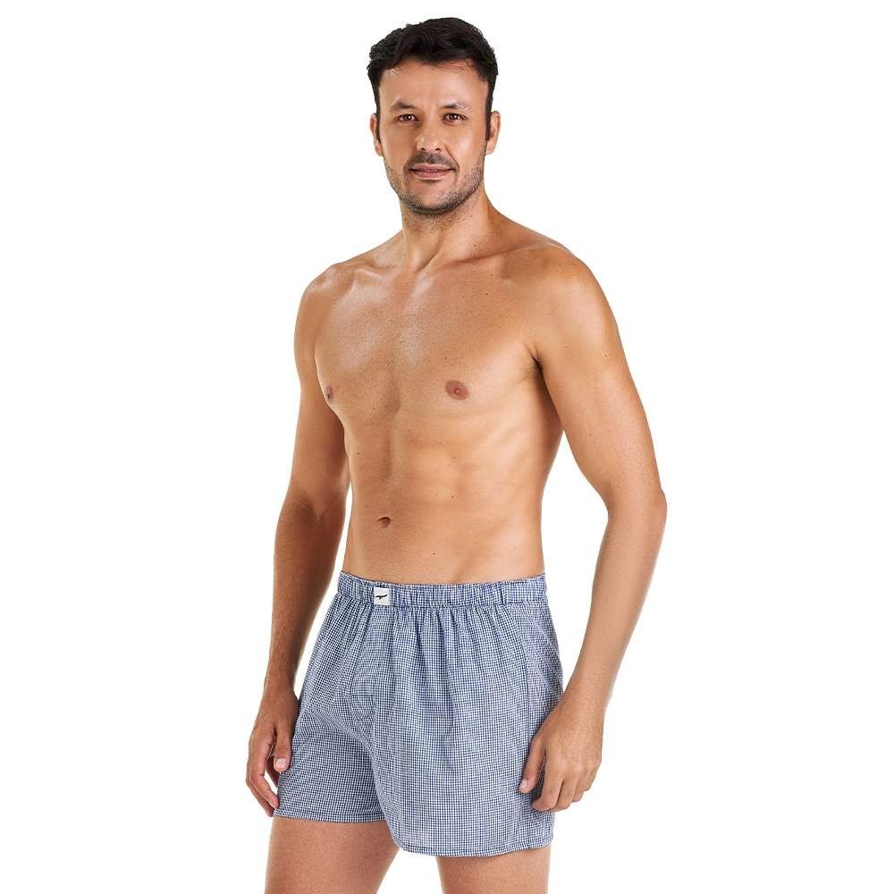 Cueca Samba Canção Quadriculada Azul Safira