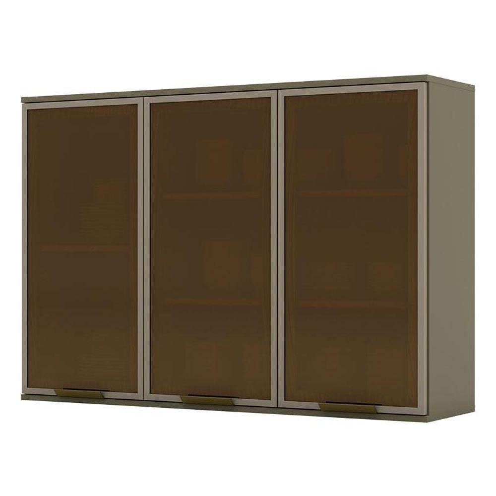Armário Aéreo Connect 3 Portas De Vidro 120 Cm Duna - Henn - Home & Living