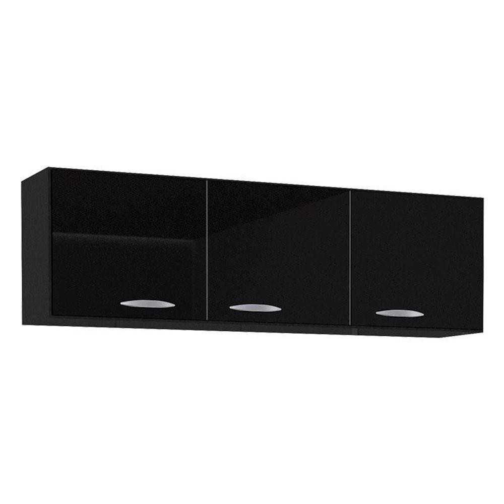 Armário Aéreo Para Cozinha 3 Portas 120 Cm Preto - Poquema em Oferta na Shopee