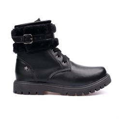 Bota Coturno Infantil Feminina Tratorada Pêlos Fivela Zíper Menina Fashion
