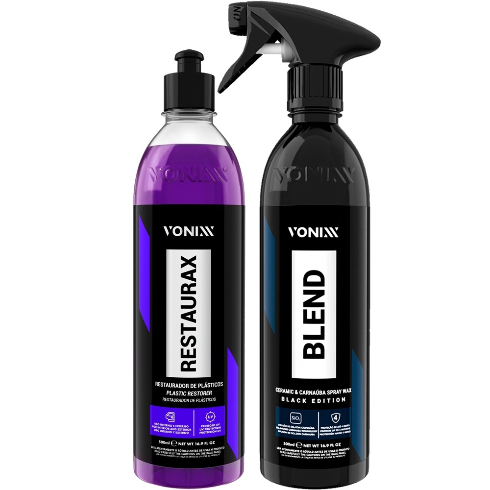 Restaurador de Plástico Restaurax 500ml Vonixx Cera Blend Spray Black Edition Vonixx 500ml