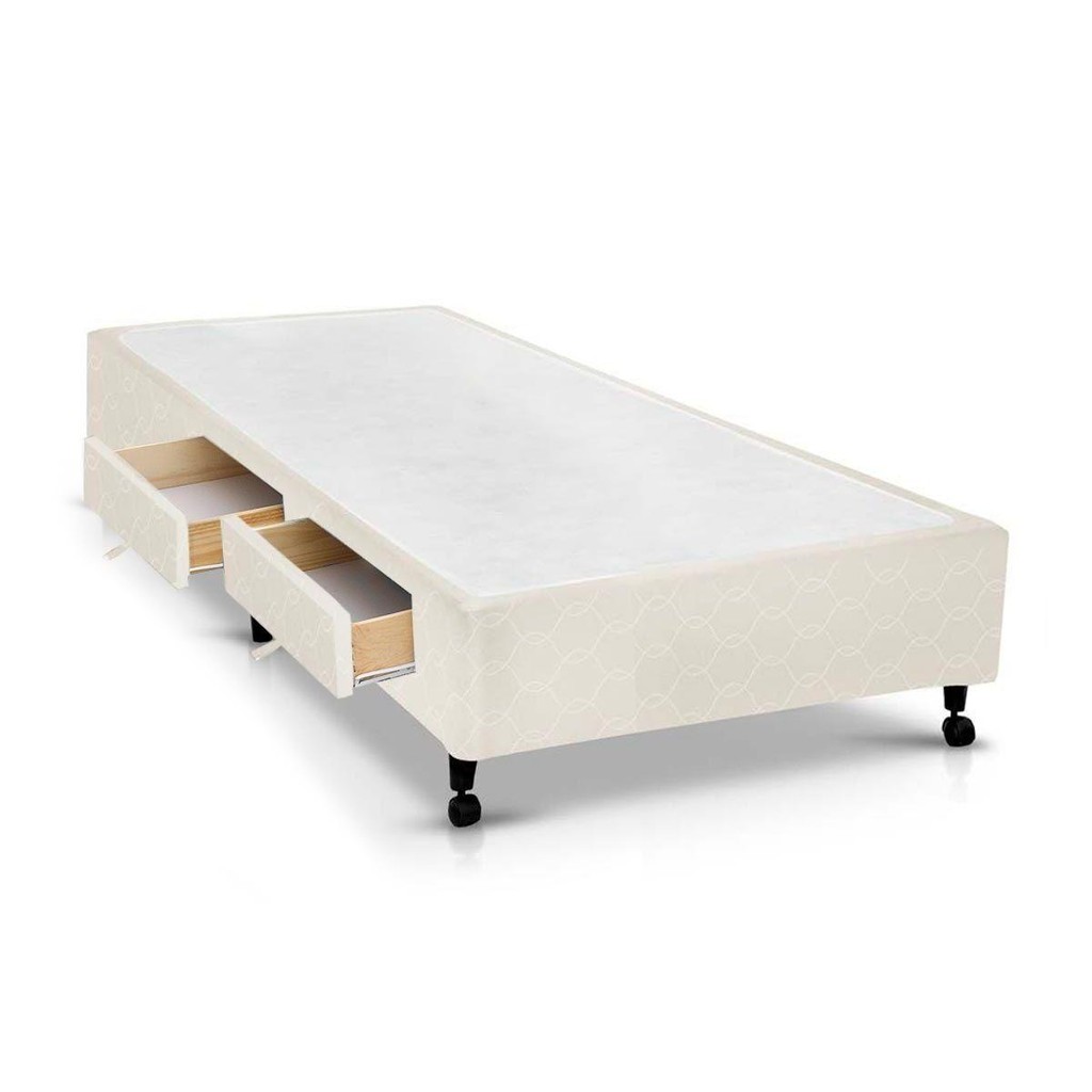 Cama Box Base c/Gavetas Solteiro Poli Tecido Clean (88x27-c/2 Gavs) - Castor em Oferta na Shopee