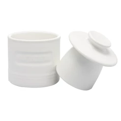 Manteigueira Francesa Wolff de Cerâmica Branca Matte com Tampa 8 cm Porta Manteiga para Mesa Posta Café da Manhã Cozinha