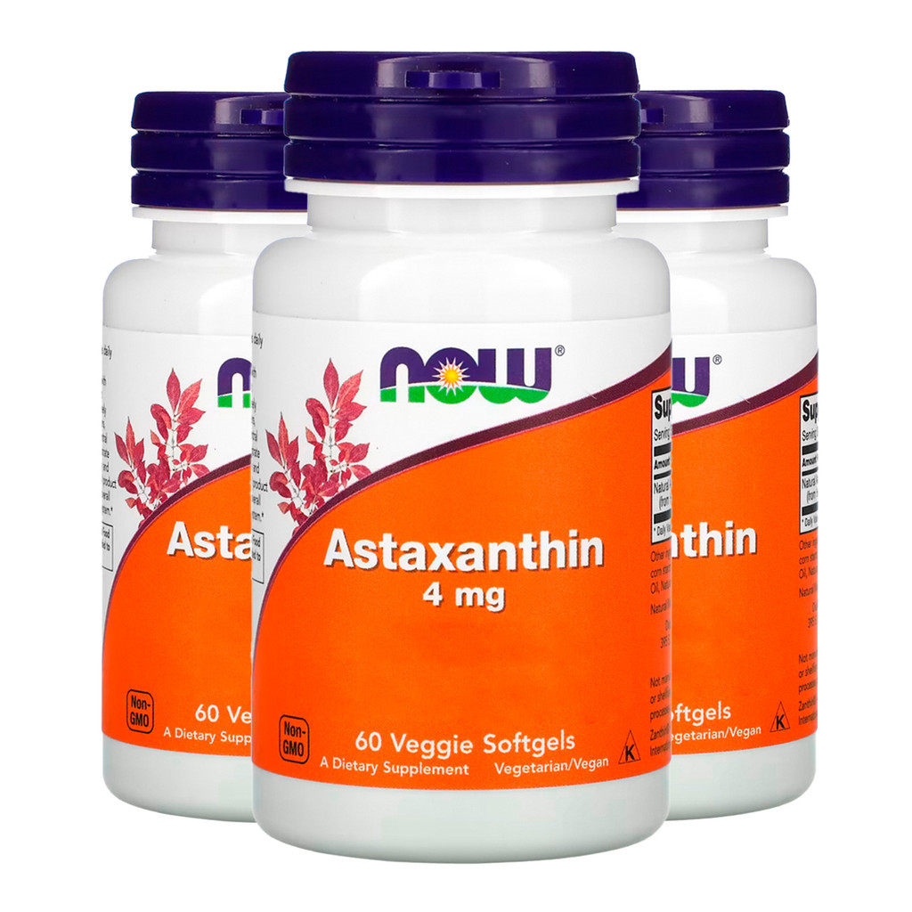 Kit 3x Astaxantina 4mg Now Foods 60Vegs Softgel /Made in Usa em Oferta na Shopee