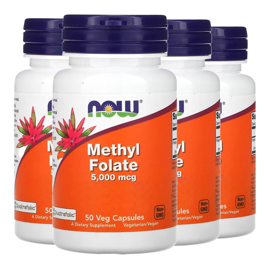 Kit 4x Folato de Methyl 5000mcg Now Foods 50 Cápsulas Importado /Made in Usa