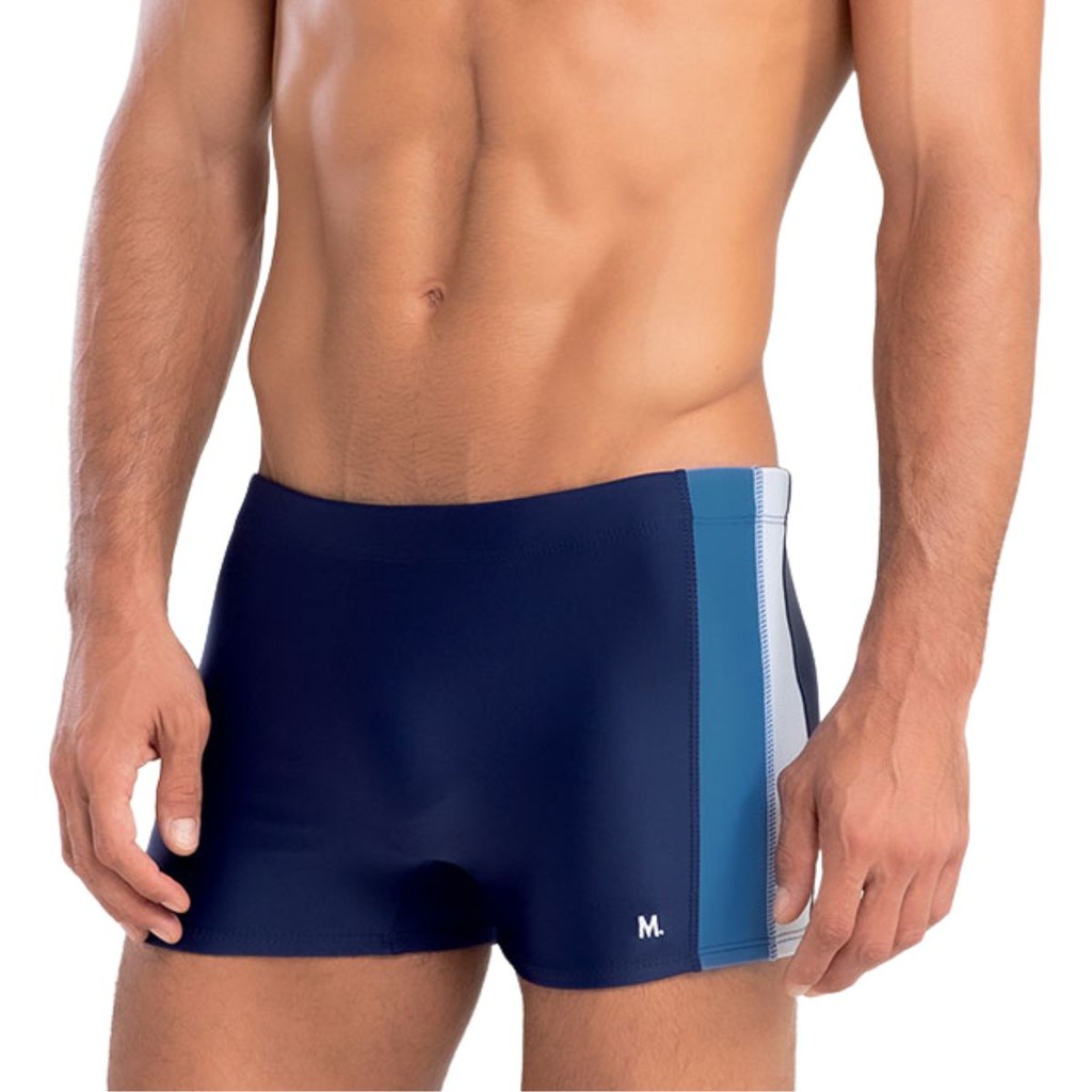 Sunga Boxer Box Recorte Lateral Lisa Conforto Poliamida Mash Praia Verao Piscina Masculino Adulto Azul Cinza Preto