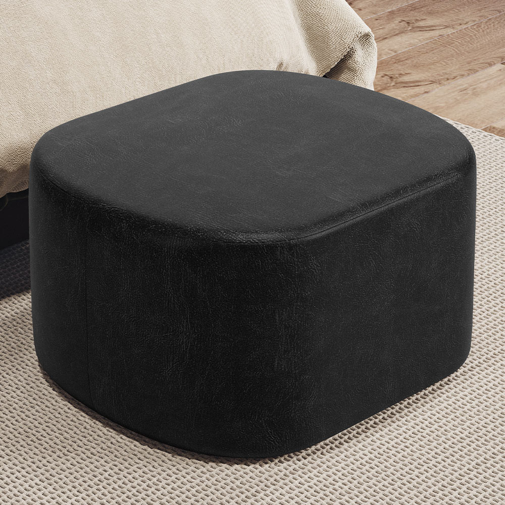 Puff Decorativo Orgânico para Living Quarto 70cm Doha W01 Couríssimo Preto - Lyam Decor em Oferta na Shopee