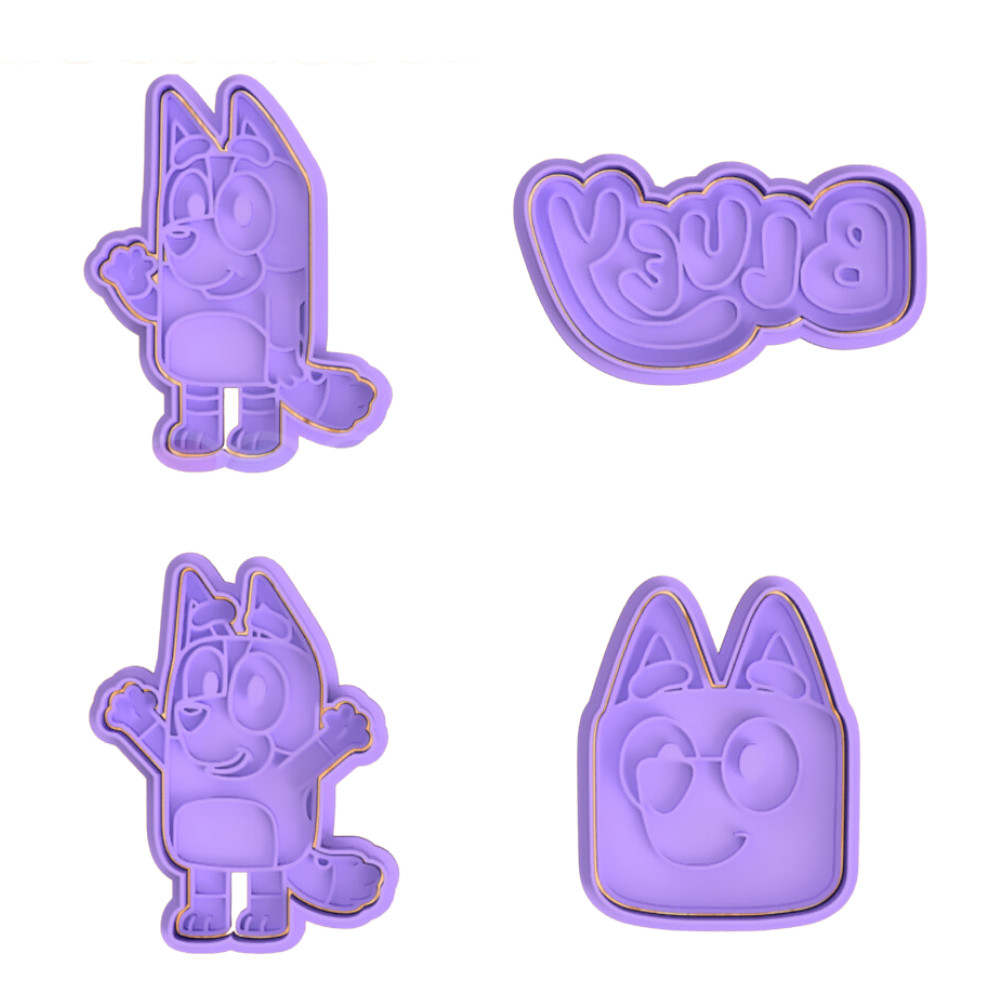 Cortador Biscoito Molde Forma BLUEY Marcador Carimbo Pasta Americana Massa Impressao 3d