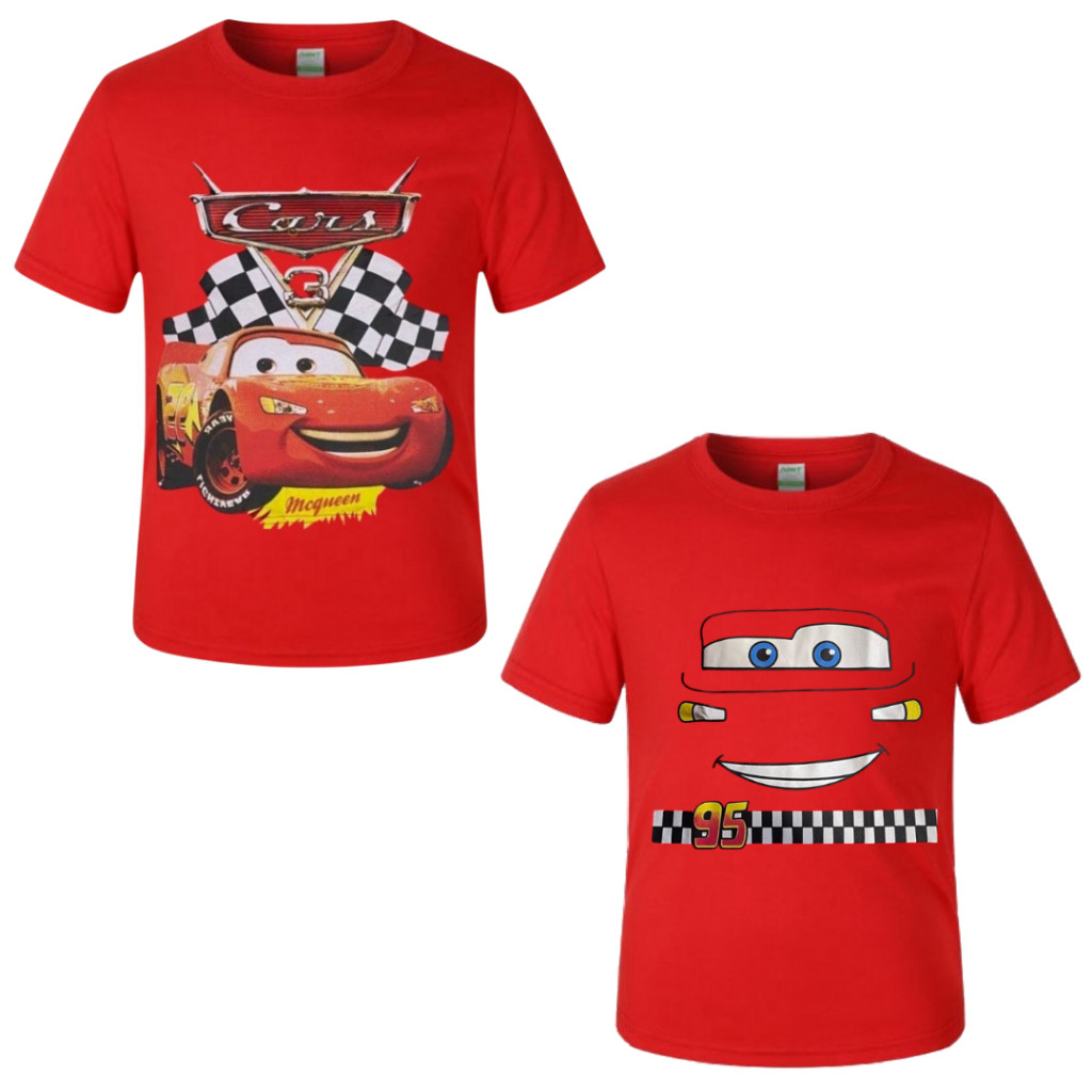 Camisa Camiseta infantil Macqueen Carros Fantasia Personagens Meninos Naruto Homem Aranha Bolofofo