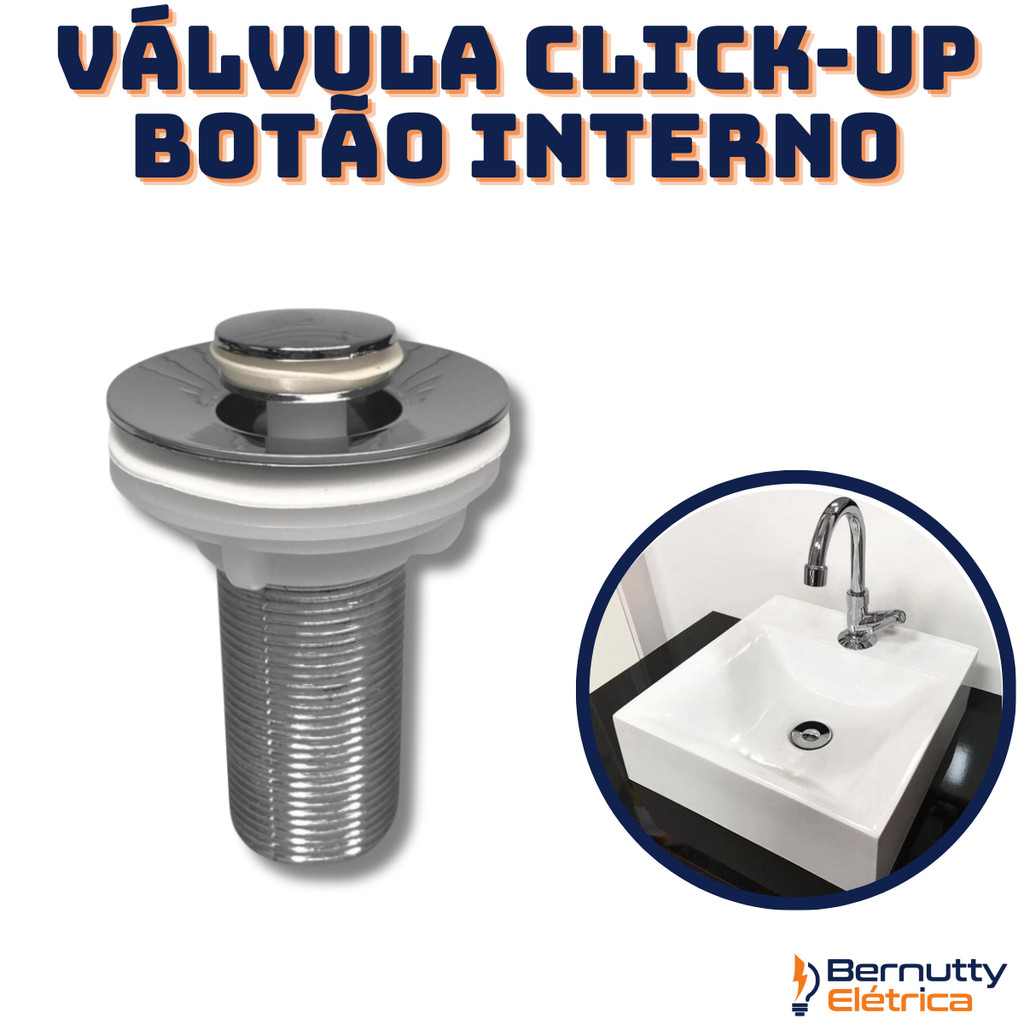 Válvula Click-up Botão Interno Cromado Inox 7/8 Lavatório