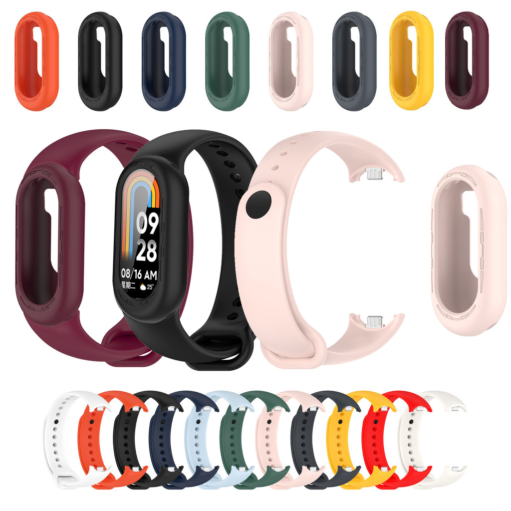 Pulseira De Silicone + Capa 2 Em 1 Para Xiaomi Miband 8 9 Soft À Prova D'água Sport Band Fashion Substituição Smartwatch