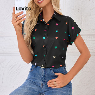 Lovito Blusa casual com botões de bolinhas para mulheres LBL14718 em Oferta na Shopee