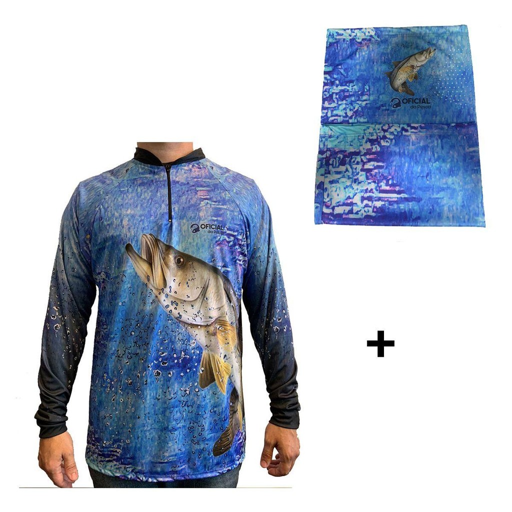 Camisa de Proteção Solar UV Robalo + Bandana - Oficial da Pesca