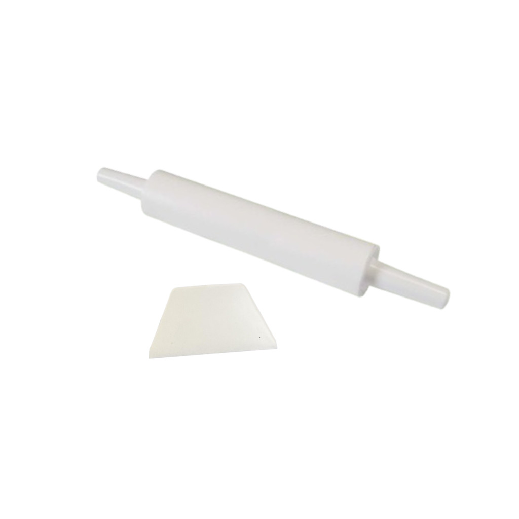 Rolo de Massa 37cm + Espátula de Plástico Cortador Raspador Panificação