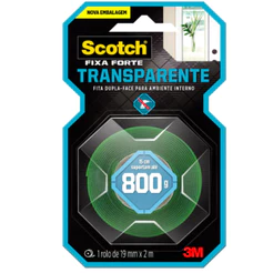 Fita Dupla Face Scotch Fixa Forte Transparente 19mmx2m - 01 Unidade