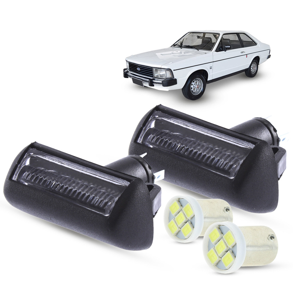 Par de Lanterna Luz de Placa + LED Ford Corcel II Belina II Del Rey 1978 a 1984