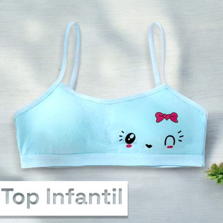 Sutiã Top Infantil Menina Moça Calcinha Roupa Para Menina Sutia Bojo Removível Soft