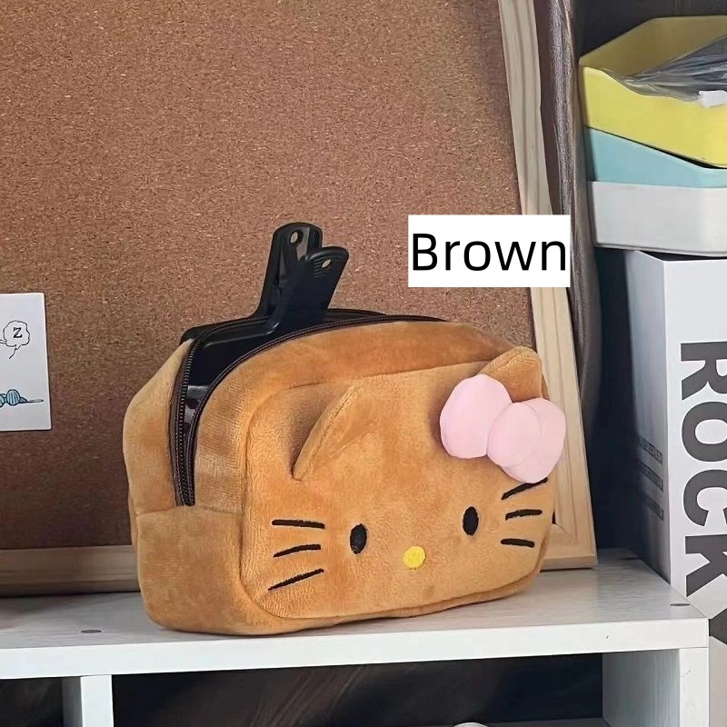 HelloKitty Bolsa De Caneta De Pelúcia Anime Figura Menina Estojo De Lápis De Desenho Animado Armazenamento De Papelaria Para Estudantes De Grande Capacidade