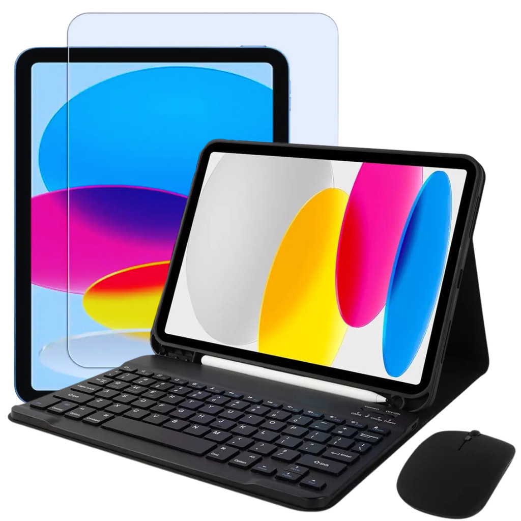 Kit Smart Case p/ iPad 10,9 Polegadas c/ Teclado e Mouse + Película