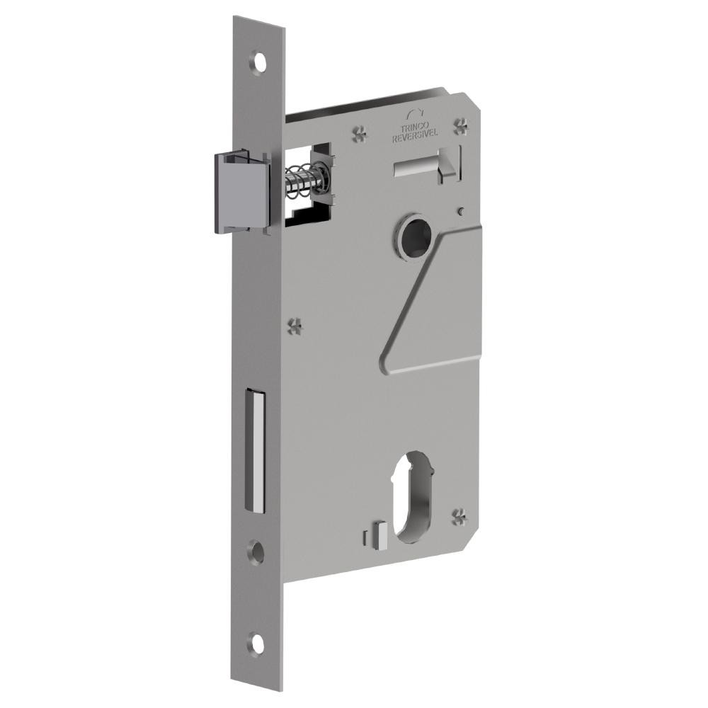 Maquina fechadura entrada 55mm canto reto inox polido Aliança - Home & Living