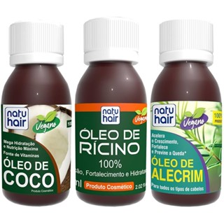 Kit Terapia Capilar Óleo de Coco + Rícino + Alecrim 60ml Natuhair em Oferta na Shopee