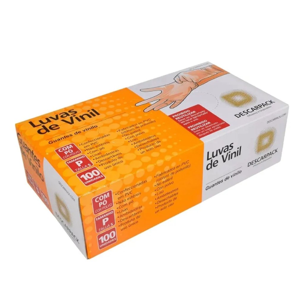 Luvas Descartáveis com Pó - Caixa com 100un - Descarpack em Oferta na Shopee
