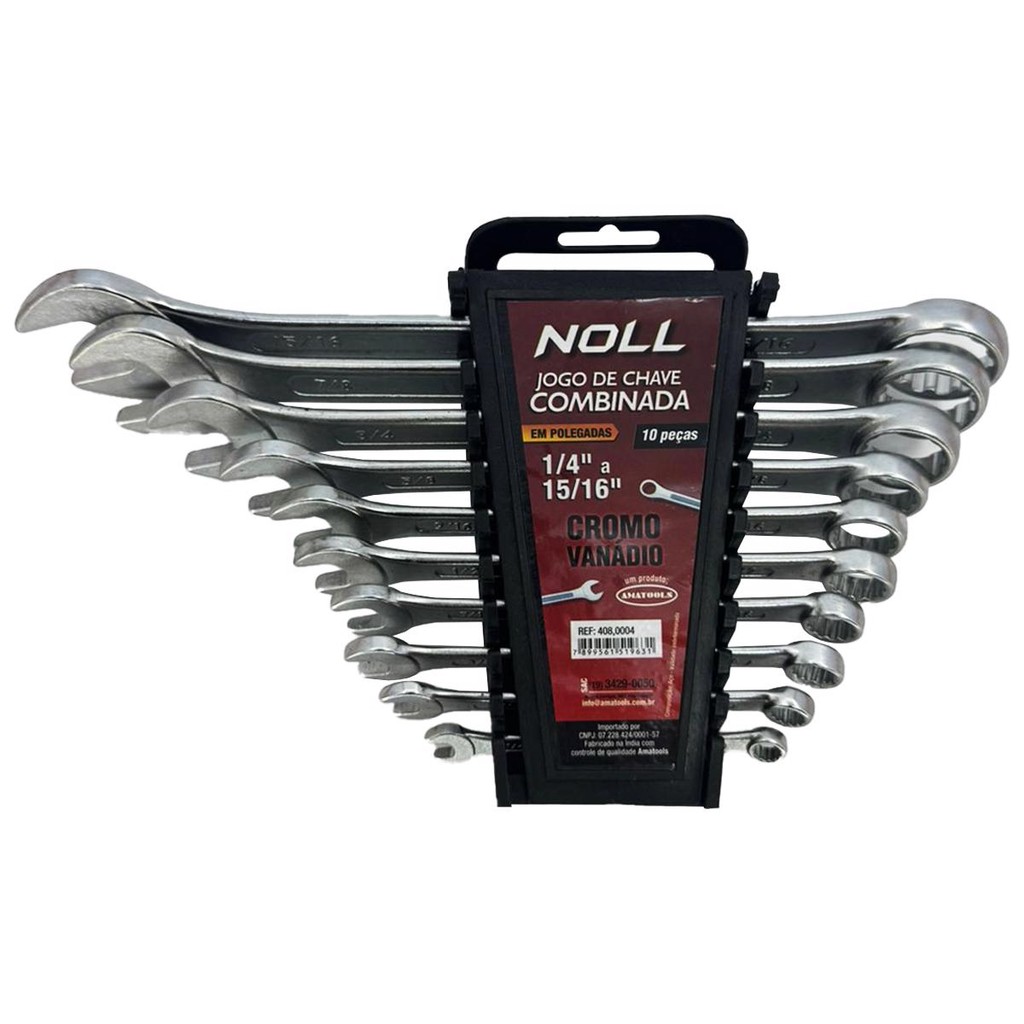 Jogo de Chaves Combinadas 1/4'' á 15/16'' - 10 Peças  (408,0004) - Noll em Oferta na Shopee