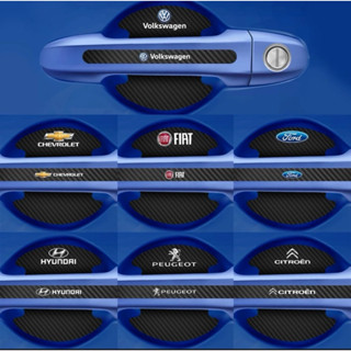 Kit 8 Peças Adesivo Protetor Maçaneta de Porta Efeito Fibra de Carbono Carro Anti Arranhões em Oferta na Shopee