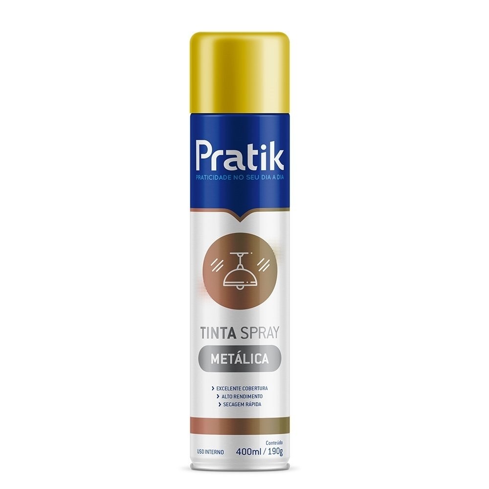 Tinta Spray Pratik Metálica Ouro 400ml - Home & Living
