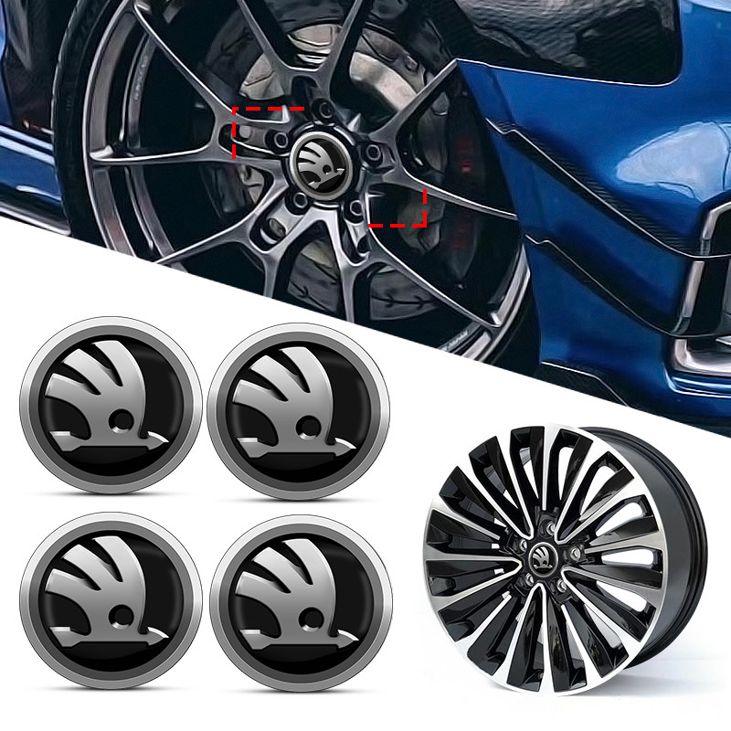 4 Pçs 56mm Centro Da Roda Do Carro Hub Tampa Emblema Decalque Adesivo Para Skoda Octavia MK2 MK3 3 A7 Fabia Karoq Kodiaq