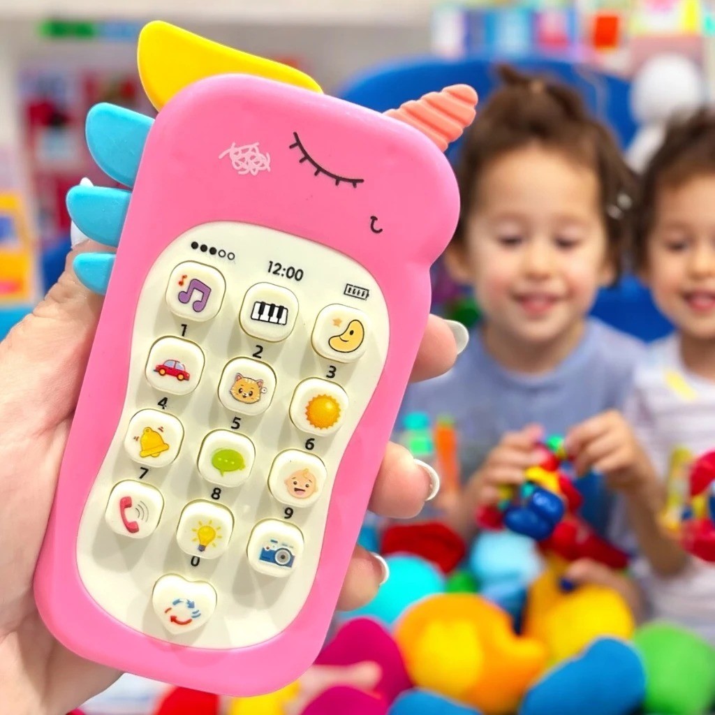 Brinquedo para Bebê Mordedor e Telefone Celular infantil Musical 2 em 1 Educativo Com Luz e Som